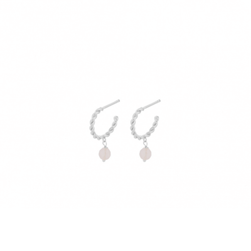 Pernille Corydon Cloudy Rose Hoops 9 mm Sølv e-061-s - fine øreringe med sten